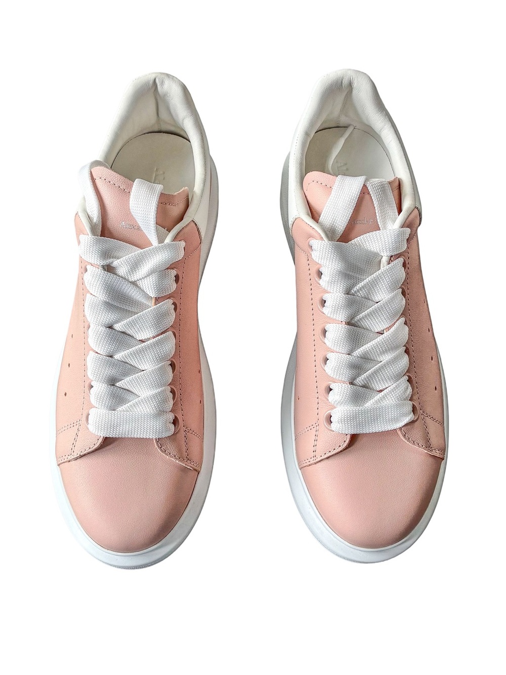 Alexander McQueen Oversized Sneakers Blush Pink and White with Platform Sole